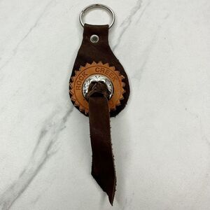 Soft Brown Leather Fringe Western Concho Rock Creek Idaho Boho Keychain Keyring